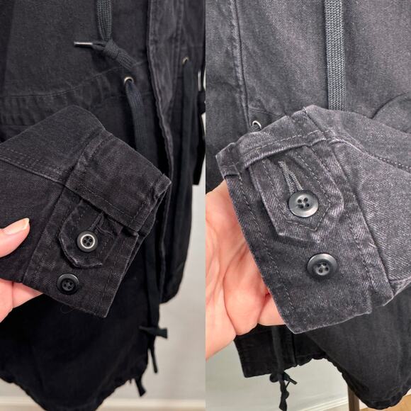 Urban Outfitters BDG Denim Utility Jacket Black Jean Oversized Goth Size M - Picture 4 of 13